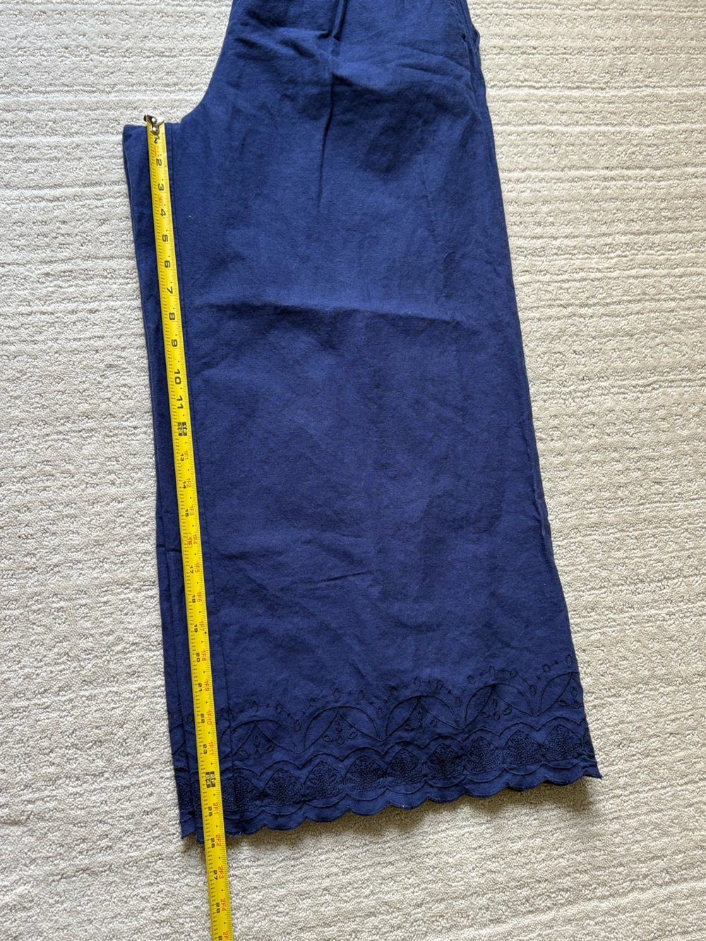 Roller Rabbit Navy Wide-Leg Drawstring Linen Pants - Picture 5 of 8